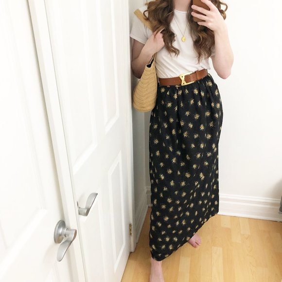 Vintage Cottagecore High Waisted Floral Maxi Skirt - Picture 1 of 5